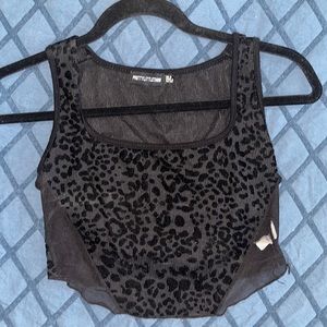 Pretty Little Thing cheetah print black top